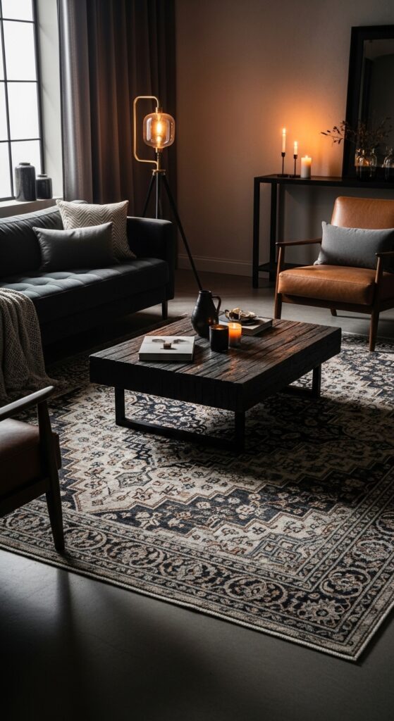 12+ moody living room ideas featuring dark walls, velvet furniture, layered lighting, and rich textures for dramatic haven transformation