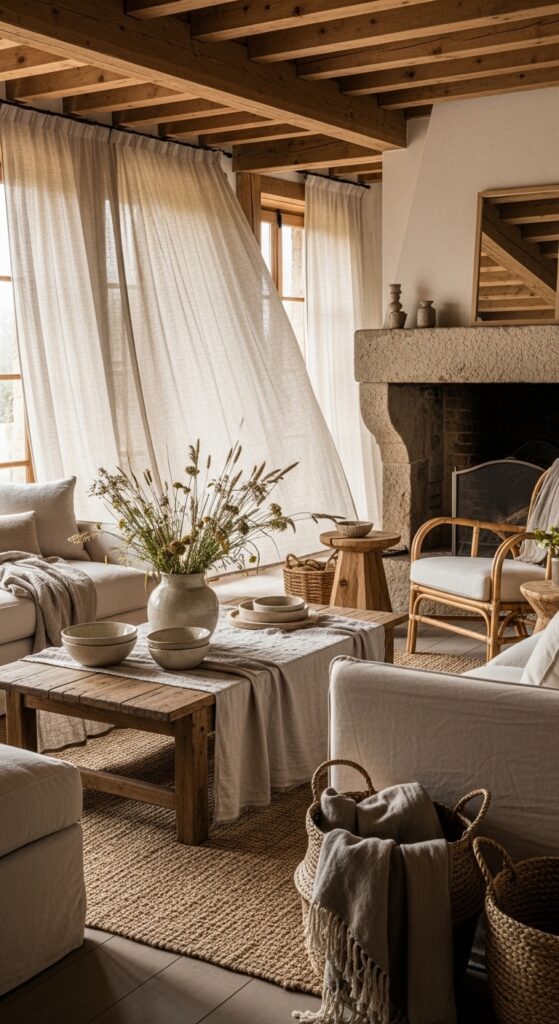 Rich life aesthetic interior with quality basics, fresh flowers, ambient lighting, and curated decor transforming everyday experience