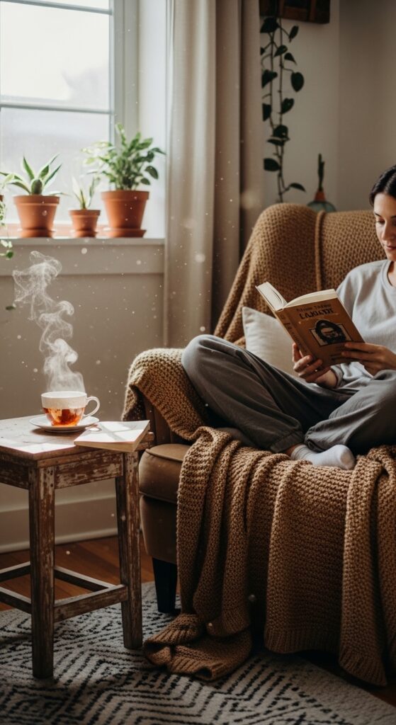 Rich life aesthetic interior with quality basics, fresh flowers, ambient lighting, and curated decor transforming everyday experience