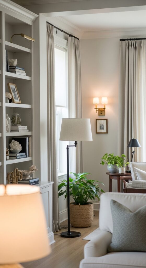 Rich life aesthetic interior with quality basics, fresh flowers, ambient lighting, and curated decor transforming everyday experience