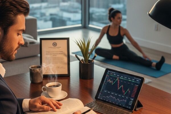 Millionaire lifestyle habits including early morning routine, reading, financial planning, fitness, and goal setting for life transformation