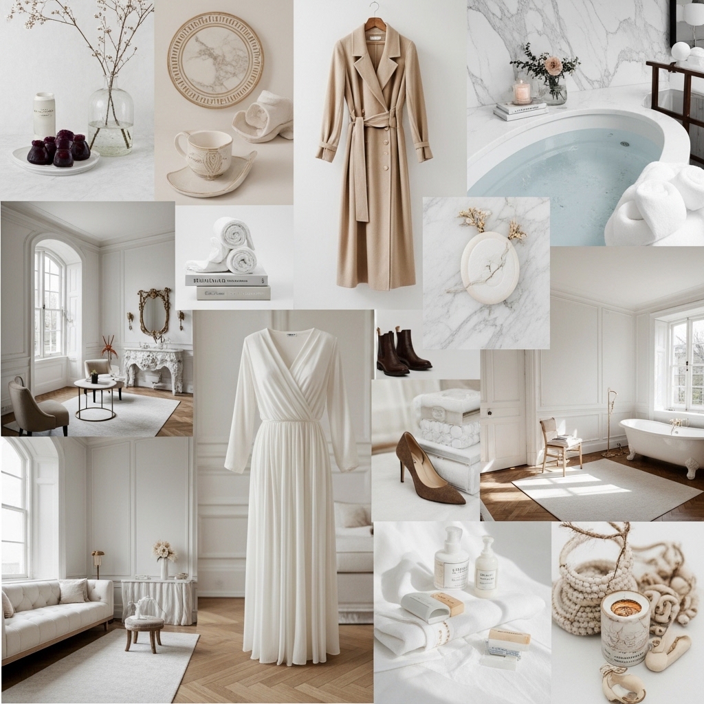 Luxury lifestyle aesthetic interior with minimalist elegance, neutral colors, statement lighting, fresh flowers, and designer decor for elevated everyday experience