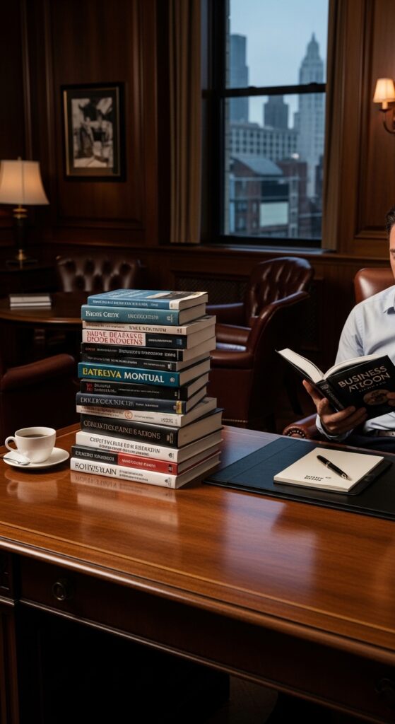 Millionaire lifestyle habits including early morning routine, reading, financial planning, fitness, and goal setting for life transformation