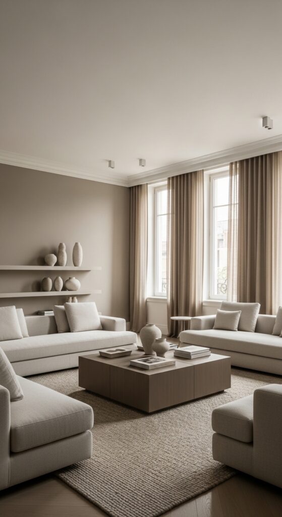 Rich life aesthetic interior with quality basics, fresh flowers, ambient lighting, and curated decor transforming everyday experience