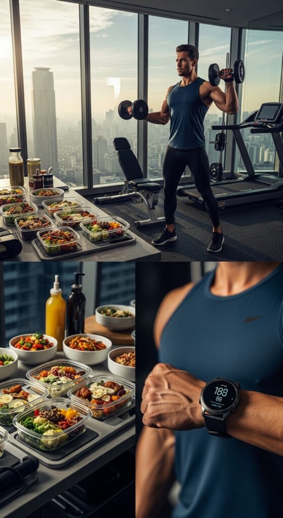 Millionaire lifestyle habits including early morning routine, reading, financial planning, fitness, and goal setting for life transformation