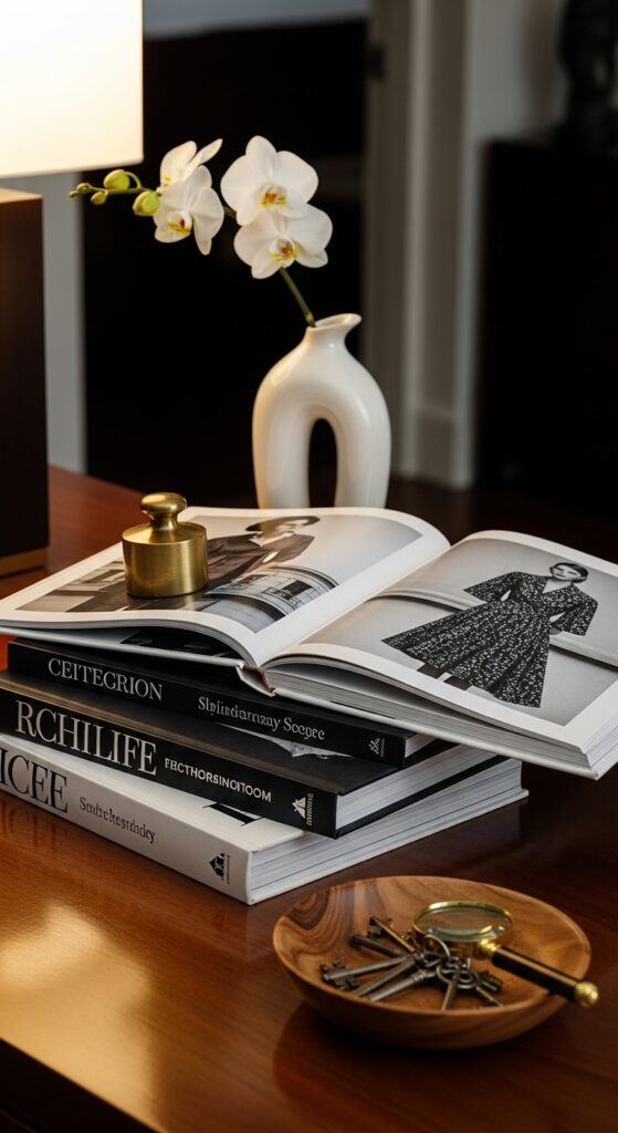 Rich life aesthetic interior with quality basics, fresh flowers, ambient lighting, and curated decor transforming everyday experience